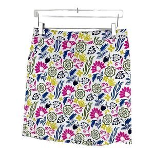 Boden A-line Colorful Floral Modern Women's Cotton‎ Elastic Waist Skirt Sz 8